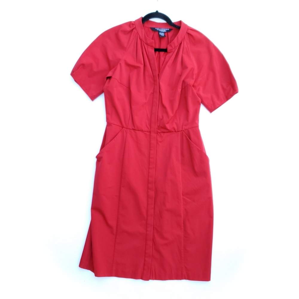 Dvf Red Button Front Structured Dress - image 2